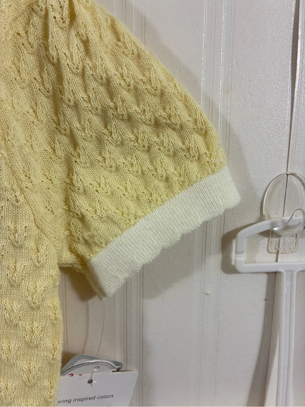 Little Lass Yellow and White Knit Polo Top with Matching Check Skirt